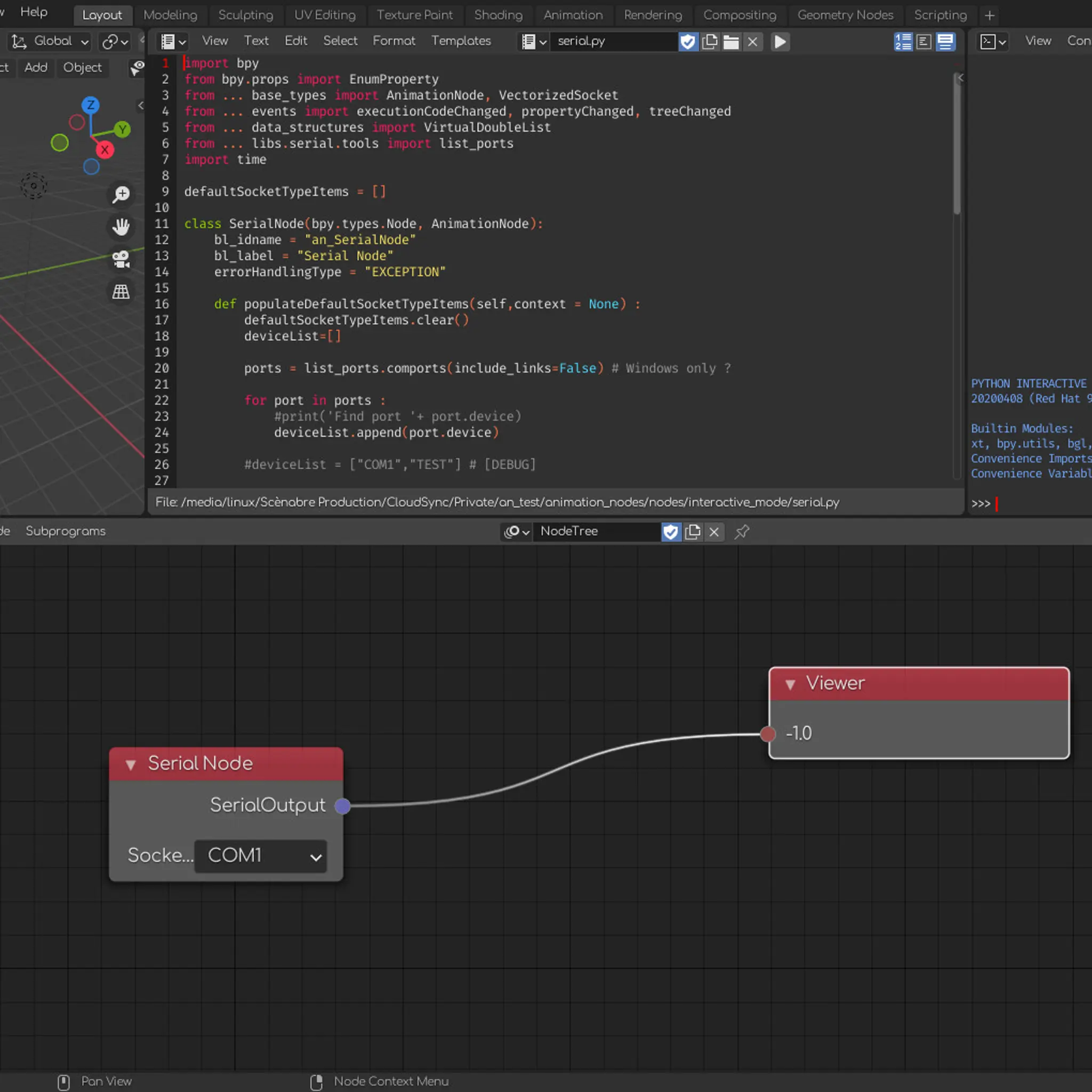 Blender interactive nodes